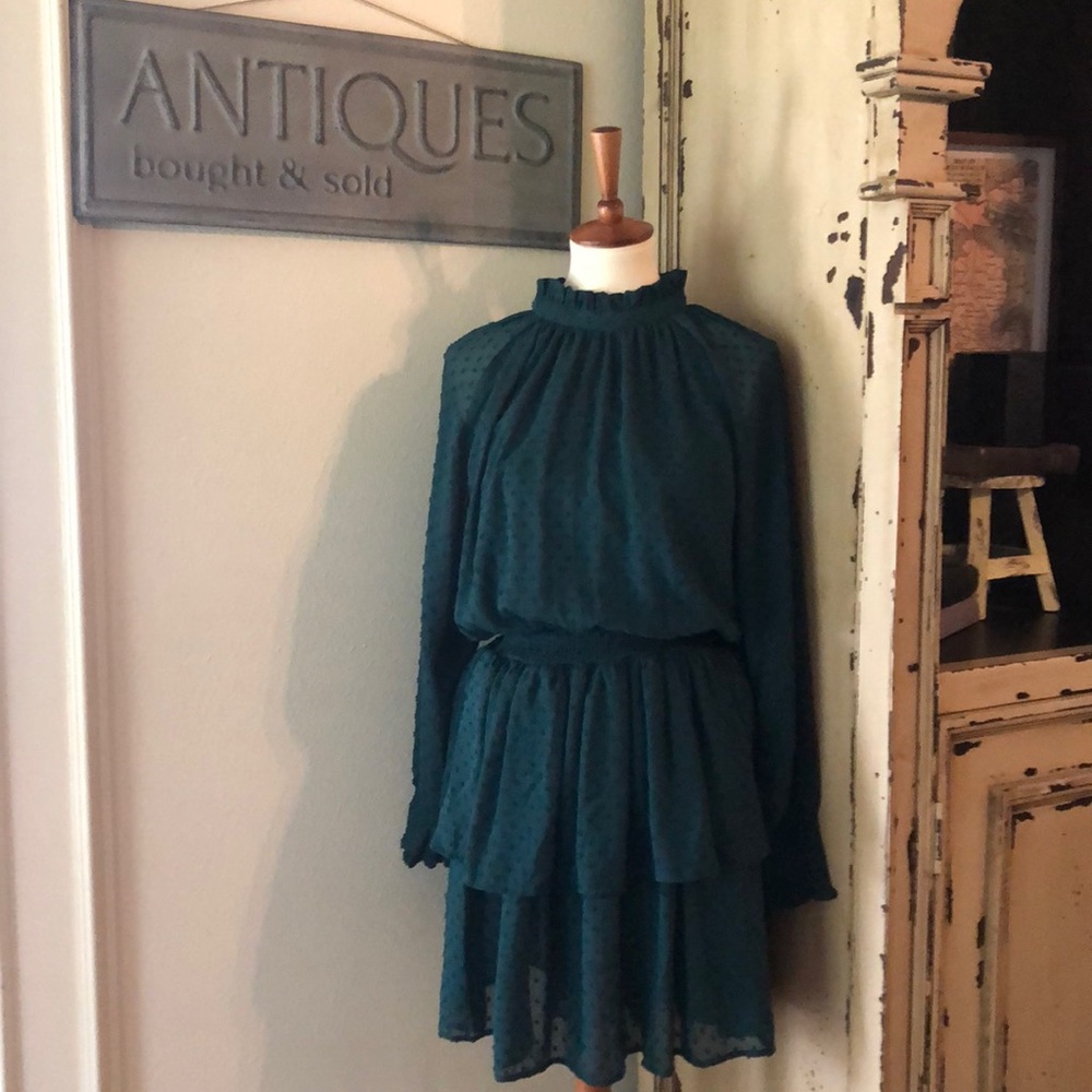 Mud Pie green ruffle dress. Size Large. NWOT